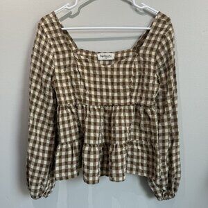 Impressions Gingham Blouse Size M